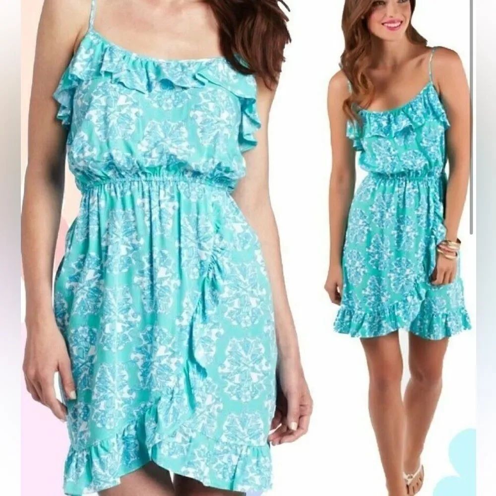 Lilly Pulitzer Kalen Lagoon Hey Sailor Flounce Ruffle Dress Women’s Small